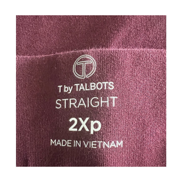 T by Talbots Straight Leg Leggings, Maroon, size 2XP, Elastic Waste, Zip Pockets - Picture 8 of 10